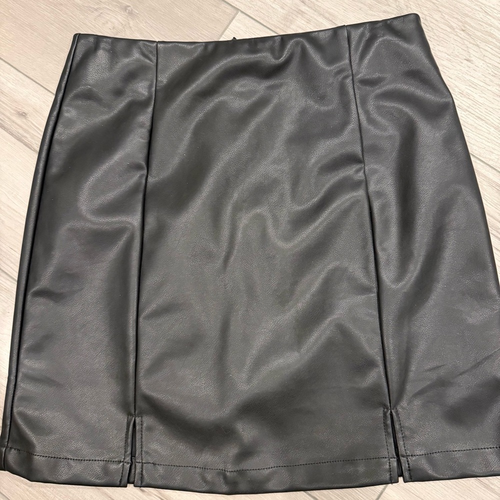 Faux Leather Black Skirt by THML Sz M